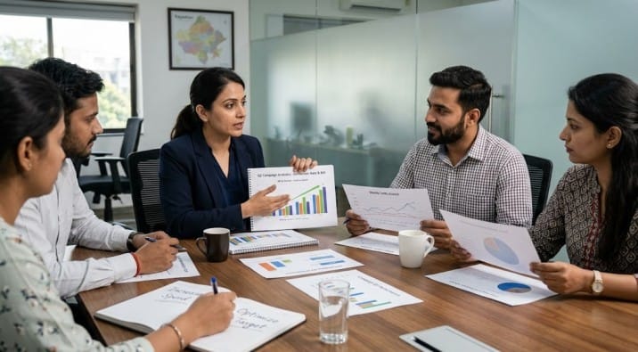 social media marketing agency in Mohali analyzing campaign performance and marketing results